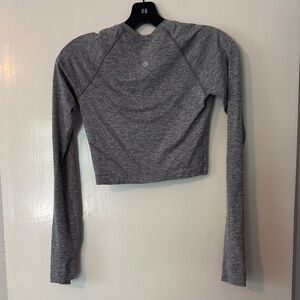lululemon athletica Gray Cropped Long-Sleeve Active Top